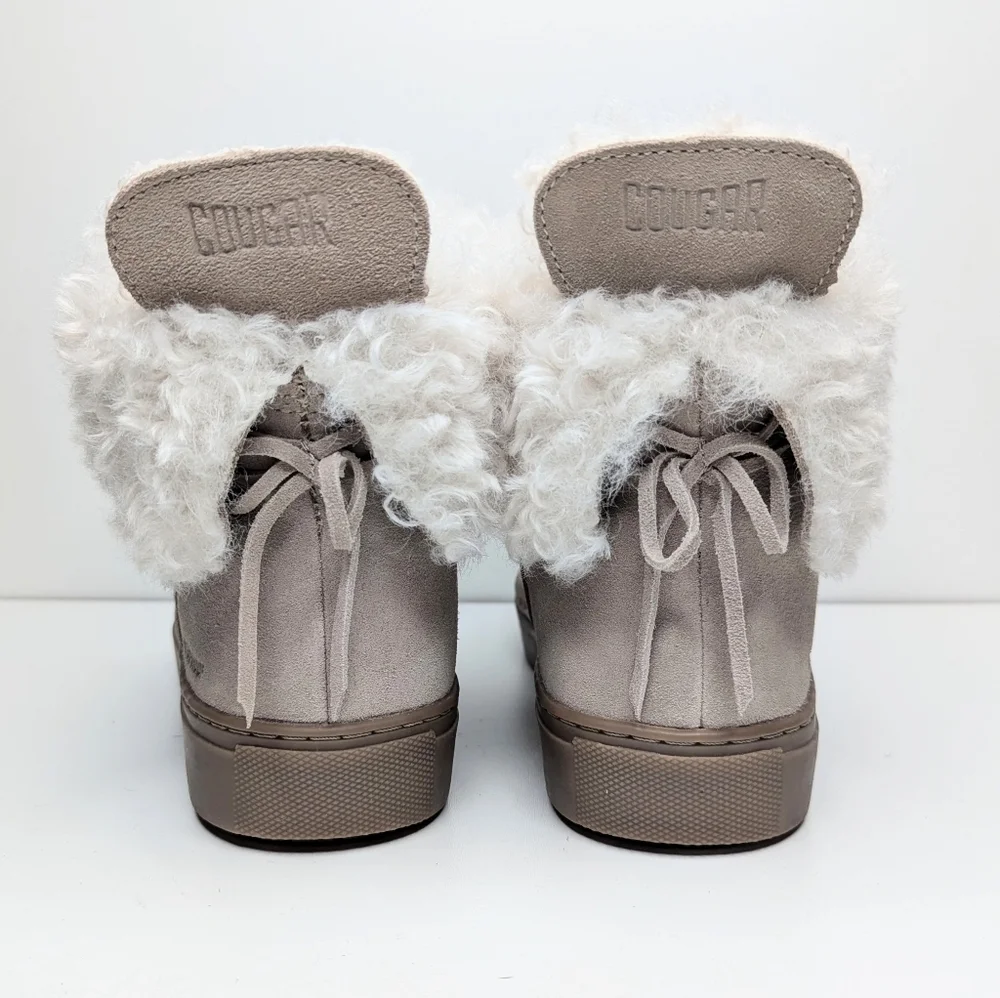 Cougar Tan Suede Faux Shearling Ankle Boots Booties Waterproof Women Size 7